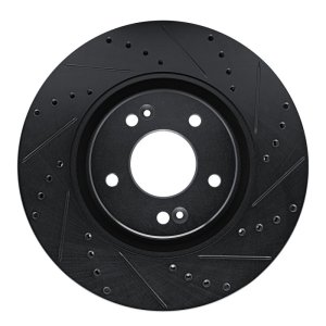 Kia Cadenza Brake Rotor (1) - Front Right - R1 Concepts - Drilled & Slotted - Black - `17-`20